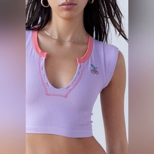 Urban Outfitters Purple peach patch go for gold crop top with pink accen…